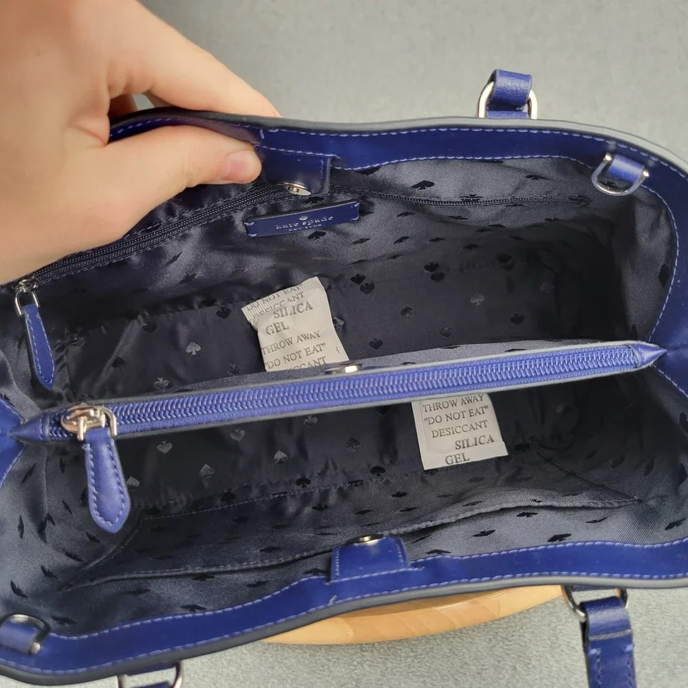 Kate Spade Sienna Satchel Womens Medium Blue Leather Crossbody Handbag